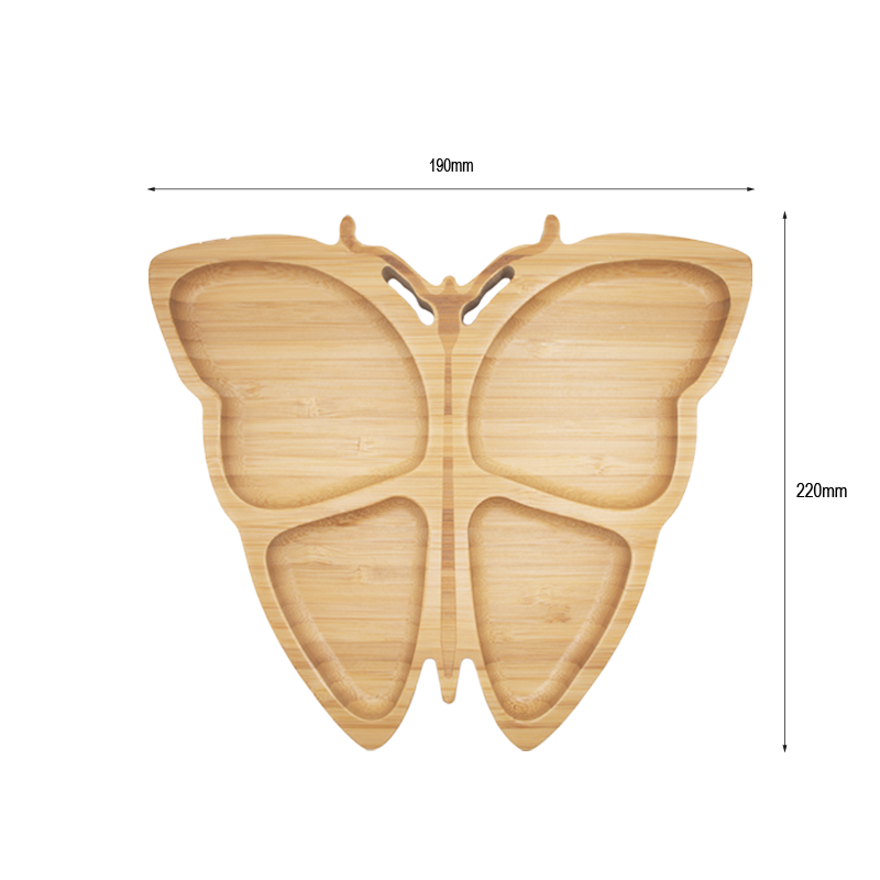 Bimbaybu - Plato Mariposa de bambú con cuchara y tenedor para bebés